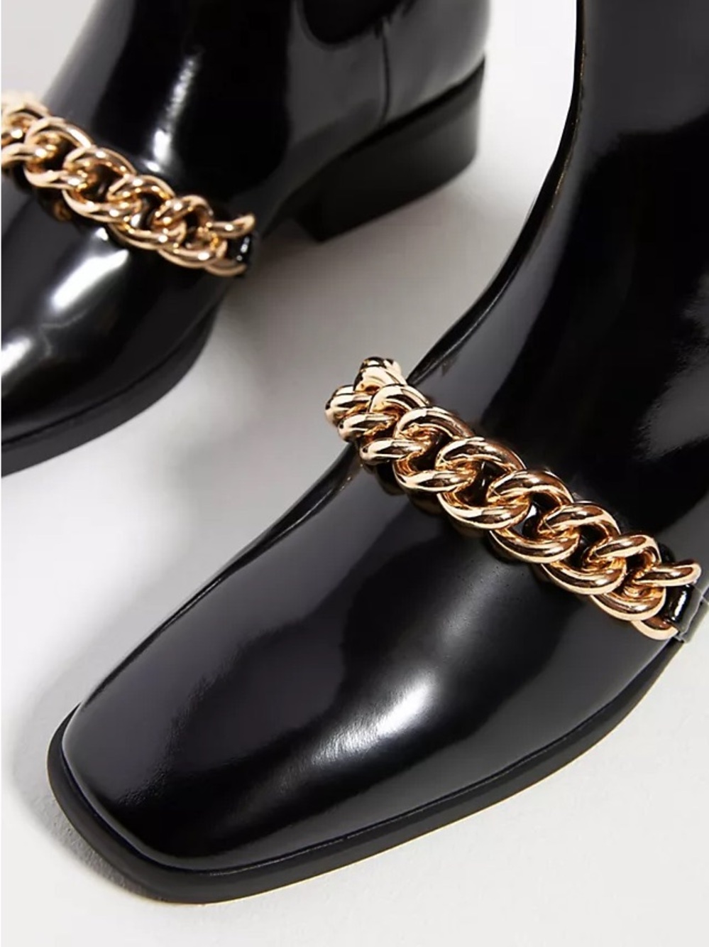 Jeffrey Campbell Emrys Patent Leather Chain Chelsea Ankle Boots Black Size 8